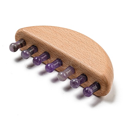 Natural Amethyst Scalp Massager AJEW-G058-01D-1