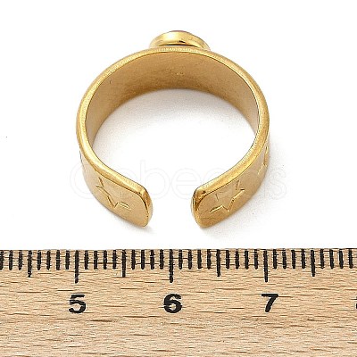 316 Stainless Steel with Natural Mixed Gemstone Cuff Rings RJEW-Z098-01G-15-1