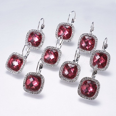 Brass Micro Pave Cubic Zirconia Leverback Earrings EJEW-F141-03P-1