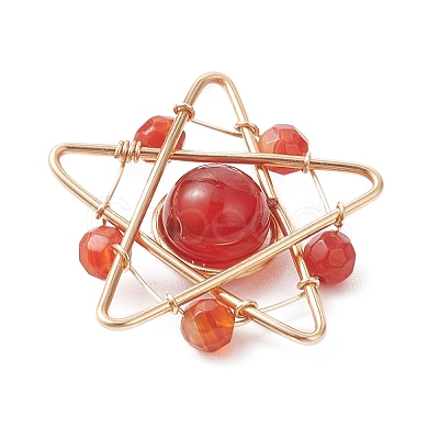 Natural Carnelian Copper Wire Wrapped Pendants PALLOY-TA00368-02-1