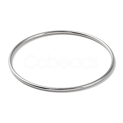 Non-Tarnish 304 Stainless Steel Simple Plain Bangle for Women High Polished BJEW-F461-01A-P-1