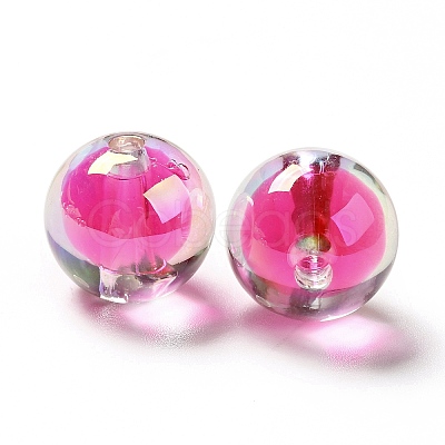 Two Tone UV Plating Rainbow Iridescent Acrylic Beads TACR-D010-03A-03-1