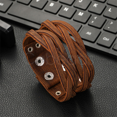 Cowhide Cord Multi-strand Bracelets FS-WGD603F-01-1