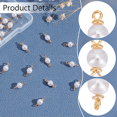 30Pcs ABS Plastic Imitation Pearl Round Connector Charms KK-WR0001-32-1