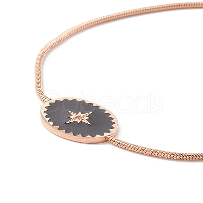 Enamel Oval with Star Link Slider Bracelet with Snake Chain for Women STAS-P302-11KCG-1