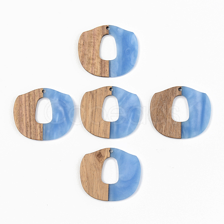 Opaque Resin & Walnut Wood Pendants RESI-S389-045A-C01-1