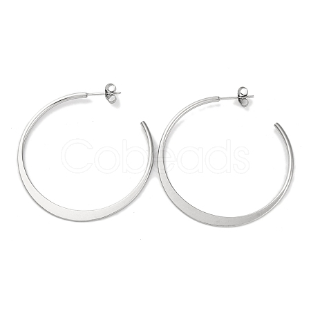 304 Stainless Steel Ring Stud Earrings EJEW-K295-01B-P-1
