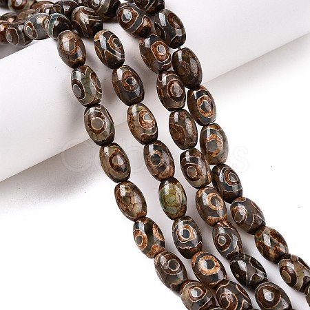 Natural Tibetan Agate 3-Eye Beads Strands G-T138-195A-1