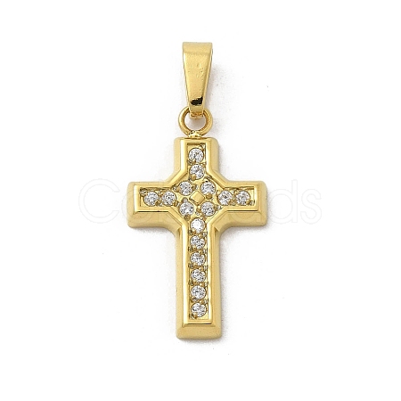 Ion Plating(IP) 304 Stainless Steel Micro Pave Cubic Zirconia Pendants STAS-Z107-08G-12-1