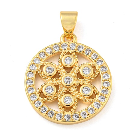 Rack Plating Brass Micro Pave Cubic Zirconia Pendants KK-C044-16G-1