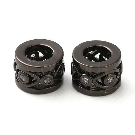 Rack Plating Brass Cubic Zirconia Hollow Column European Beads KK-Z033-25B-1