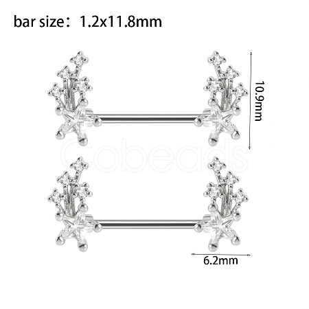 Brass Cubic Zirconia Nipple Rings WG434B5-05-1