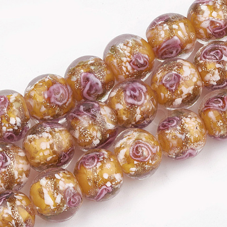 Handmade Gold Sand Lampwork Beads LAMP-T006-08H-1