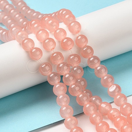 Baking Paint Imitation Jade Glass Round Bead Strands X1-DGLA-Q021-8mm-03-1