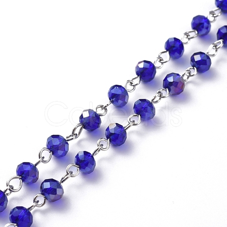 Handmade Electroplate Glass Beaded Chains AJEW-JB00528-04-1