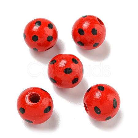 Printed Wood European Beads WOOD-G022-18J-1