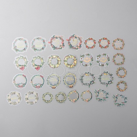 30Pcs 15 Styles Christmas Theme PET Self Adhesive Stickers STIC-WH0007-01B-1