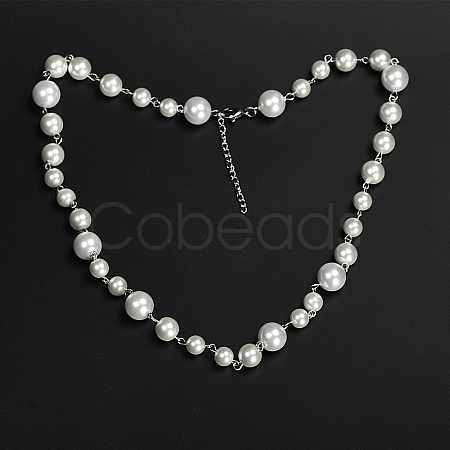 Stainless Steel Imitation Pearl Necklaces for Unisex UC6699-1