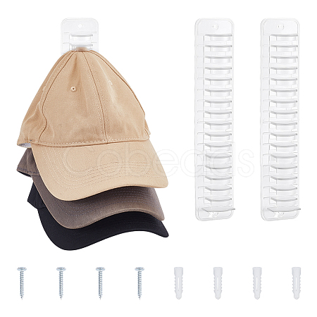 2Pcs PVC Baseball Cap Wall Mounted  Storage Rack AJEW-ME0002-47A-1