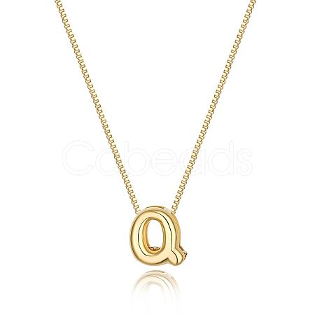 Brass Initial Pendant Box Chain Necklaces for Women FS-WG5C822-17-1