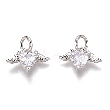 Brass Micro Pave Clear Cubic Zirconia Charms ZIRC-O035-26P-1