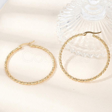 Ion Plating(IP) 304 Stainless Steel Big Hoop Earrings EJEW-L215-16G-1