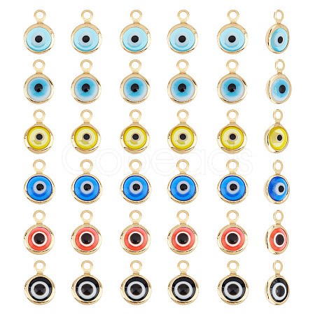 36Pcs 6 Colors Handmade Evil Eye Lampwork Charms FIND-AR0002-02-1