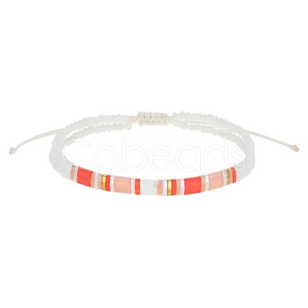 Bohemian Style Glass Seed Bead & Plastic Braided Bead Bracelets QF8968-4-1