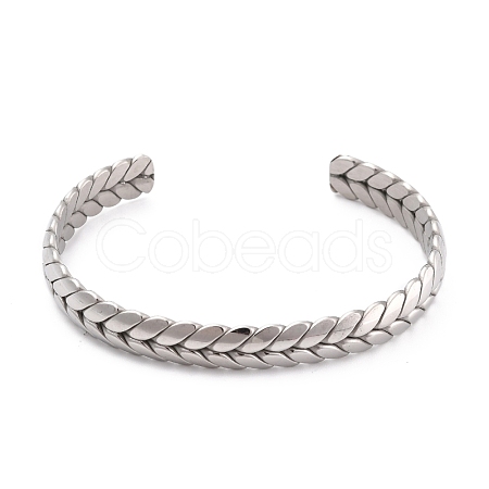 Non-Tarnish Unique Woven Wheat Cuff Bangle for Jewelry Gift STAS-B022-06P-1