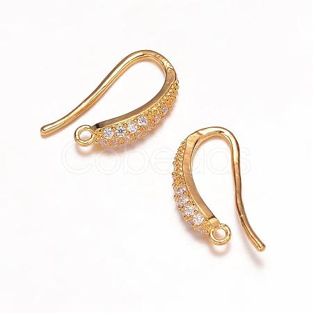 Brass Micro Pave Cubic Zirconia Earring Hooks ZIRC-K018-01G-1
