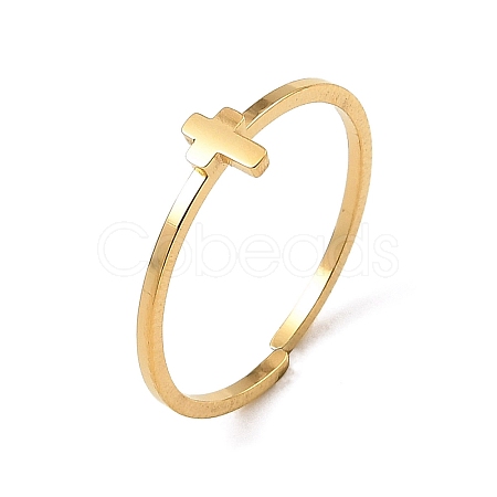 304 Stainless Steel Adjustable Open Cuff Rings RJEW-Q806-01G-07-1