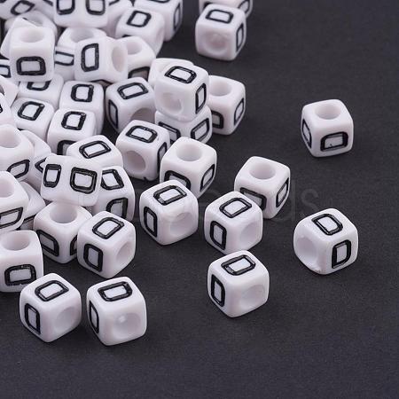 Acrylic Horizontal Hole Letter Beads PL37C9308-D-1