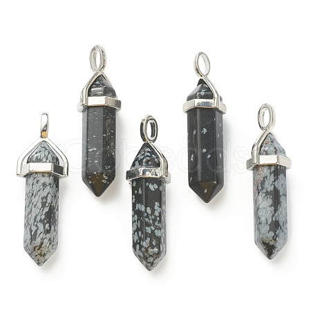 Natural Snowflake Obsidian Pointed Pendants G-M378-01P-A09-1