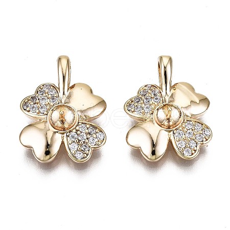 Brass Micro Pave Clear Cubic Zirconia Pendants KK-T056-48G-NF-1