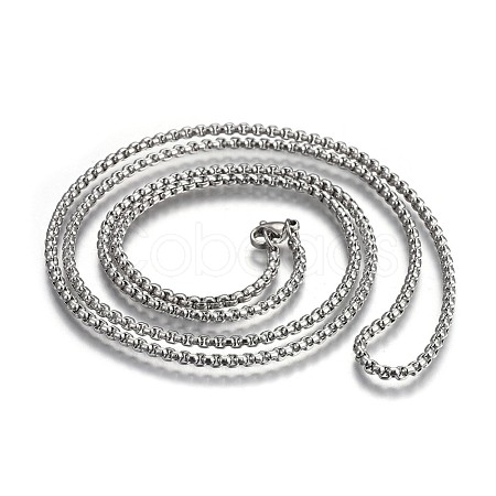 Non-Tarnish 304 Stainless Steel Box Chain Necklaces NJEW-O110-05G-P-1
