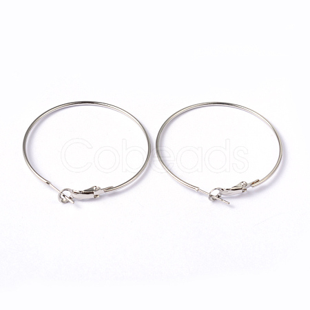 Platinum Color Brass Hoop Earrings X-EC108-3NF-1