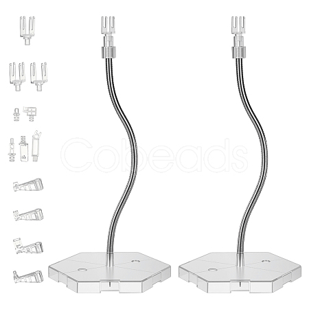 Adjustable Plastic Assembled Action Figure Display Holders with Hexagon Bases DIY-WH0043-157B-1