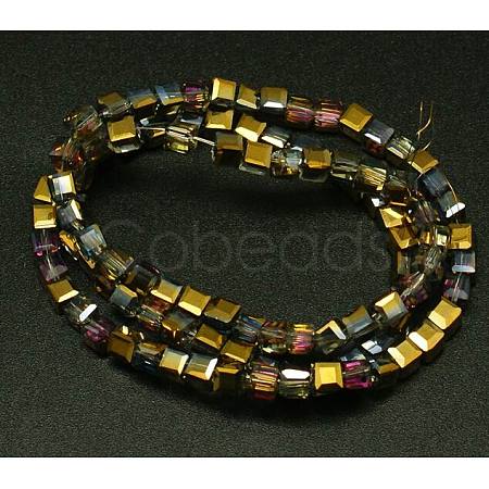 Electroplate Glass Beads Strands EGLA-D018-4x4mm-17-1