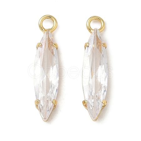 Brass Pave Clear Cubic Zirconia Pendants CU-CBAD360-09G-03-1