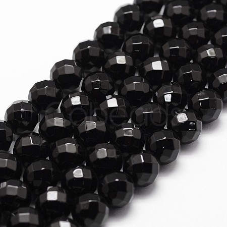 Natural Dyed & Heated Black Onyx Beads Strands X-G-D840-23-6mm-1