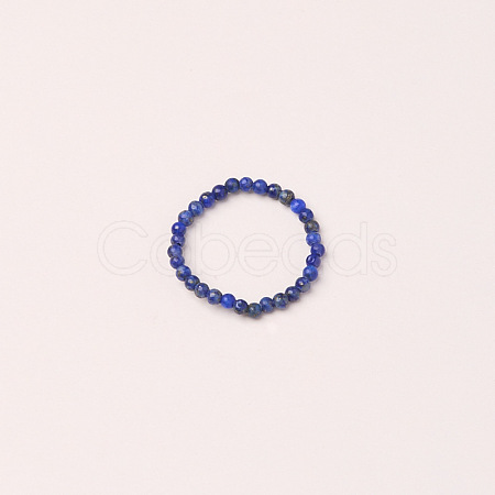 Adjustable Natural Lapis Lazuli Bead Finger Rings FS-WGFFDB9-14-1