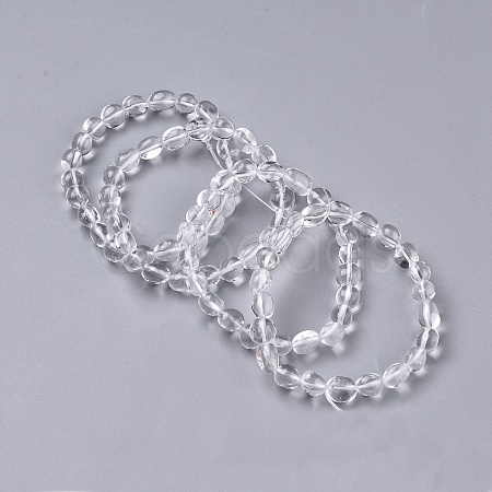 Natural Quartz Crystal Bead Stretch Bracelets BJEW-K213-28-1