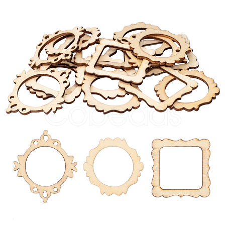 Undyed Wood Pendants WOOD-I004-36-1