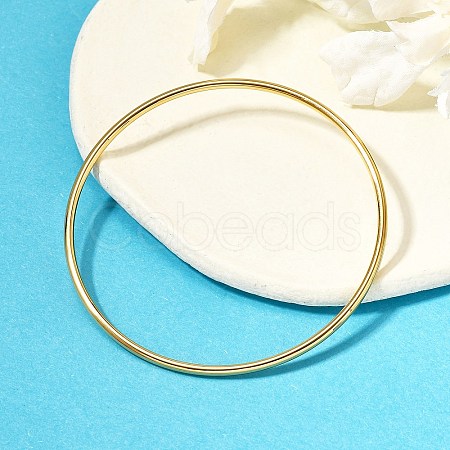 Ion Plating(IP) 304 Stainless Steel Simple Plain Bangle for Women High Polished BJEW-F461-01A-G-1