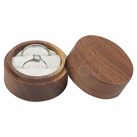 Round Wooden Couple Ring Storage Boxes with Velvet Inside AJEW-WH0513-26C-1