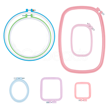 7Pcs 7 Styles Adjustable ABS Plastic Embroidery Hoops EMBR-OC0001-01-1