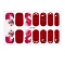 Full Cover Nail Stickers, 3D Nail Decals, Self-Adhesive, with Glass & Rhinestone & Plastic, for Nail Tips Decorations, Dark Red, 24x8.5~15mm, 24pcs/sheets