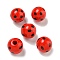 Printed Wood European Beads, Round with Dot Pattern, Red, 15.5~16mm, Hole: 4~4.5mm