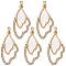 Beebeecraft 5Pcs Rack Plating Brass Shell Pendants, with Cubic Zirconia, Long-Lasting Plated, Wing Charms, Real 18K Gold Plated, 23x11.5x1.5mm, Hole: 2x2mm