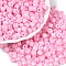 Opaque Baking Paint Glass Seed Beads, Round Hole, Cylinder, Pearl Pink, 4x5.5mm, Hole: 1.8mm, about 2500pcs/pound